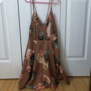 Rose gold floral skater dress